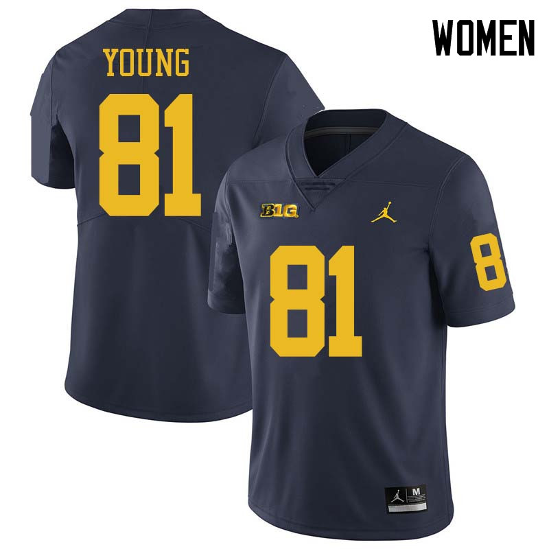 Jordan Brand Women #81 Jack Young Michigan Wolverines College Football Jerseys Sale-Navy